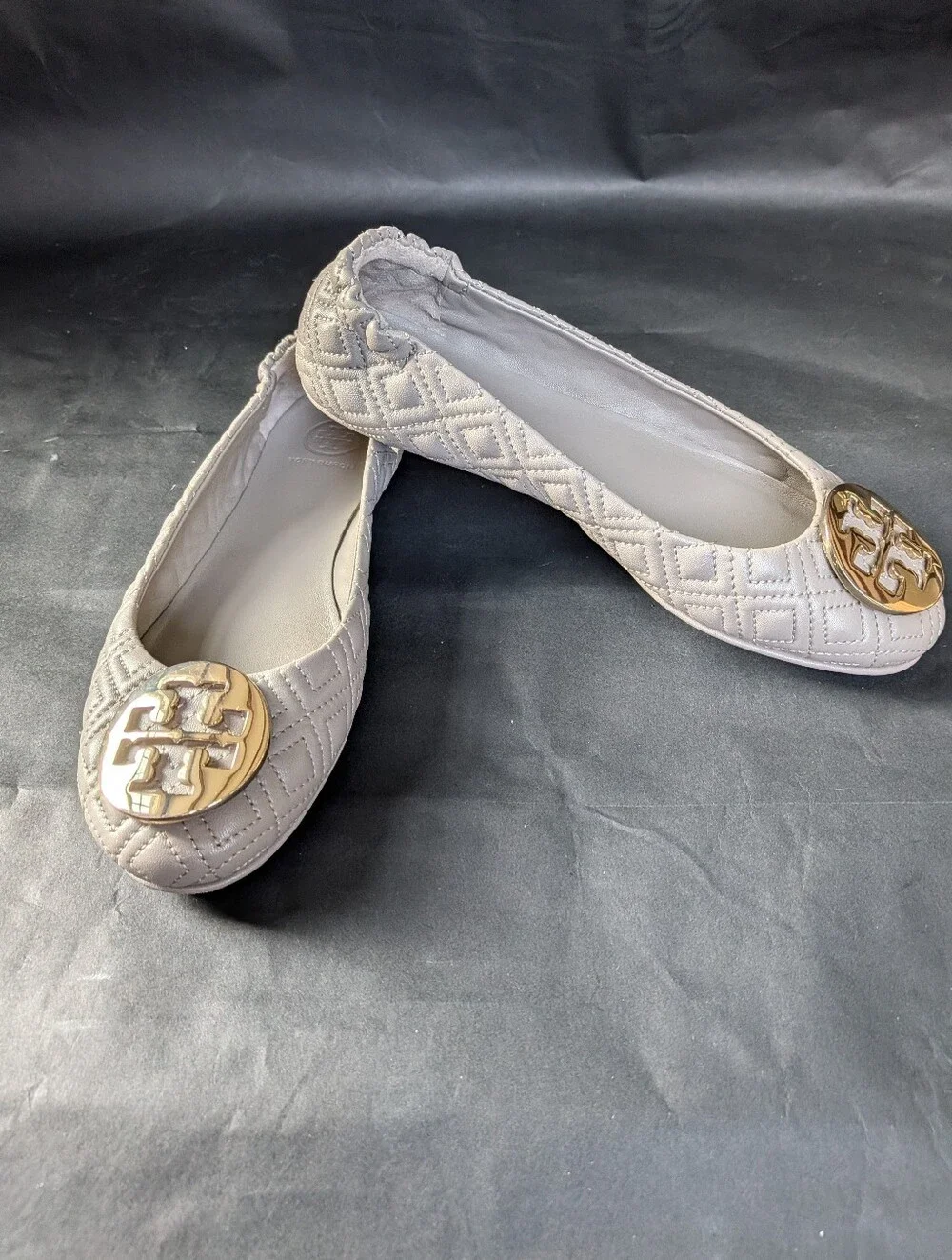Tory Burch Quilted Minnie Flats Nappa Leather Goan Sand Women’s Size 7M